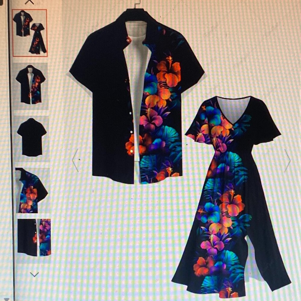 NWT! Matching Tropical Couple Vacation Outfits! Snazzy Shirt & Classy Dress